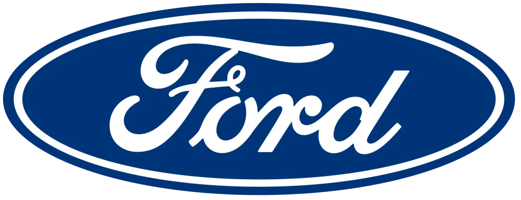 Ford logo in white script inside a blue oval
