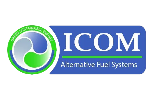 ICOM Alternative Fuel Systems logo with green and blue circular emblem