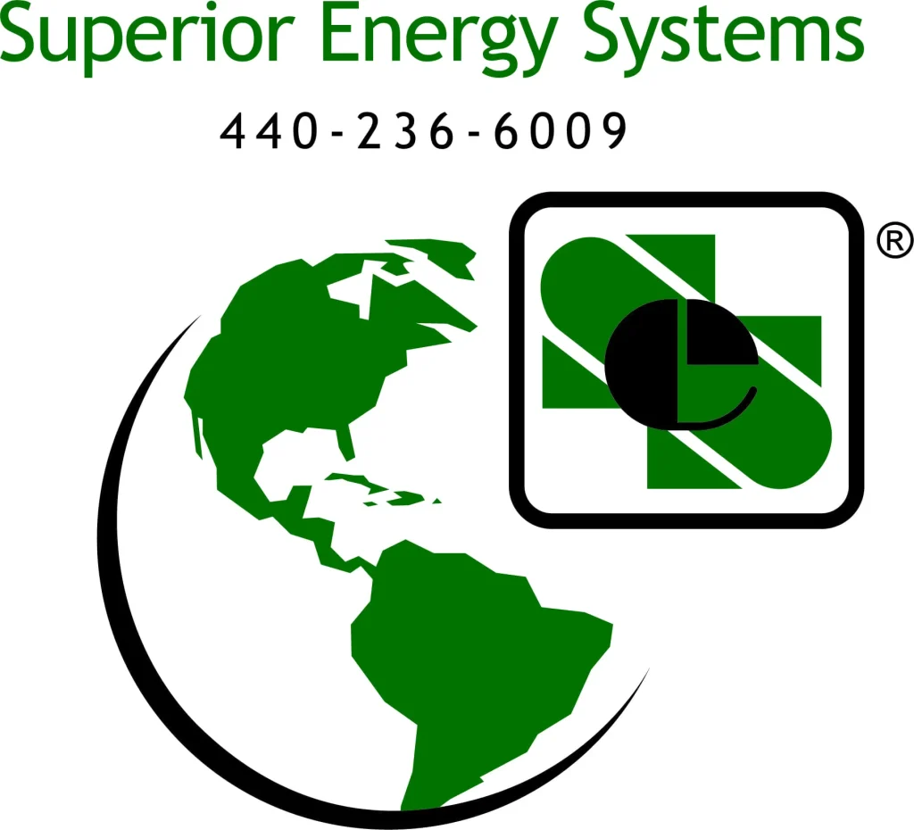 Superior Energy Systems logo with green globe graphic, phone number, and company emblem