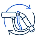 Blue fuel nozzle icon with circular arrows indicating refueling