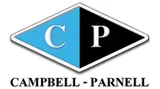 Campbell-Parnell logo with blue and black diamond-shaped emblem