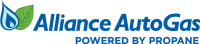 Alliance AutoGas Powered by Propane logo with blue flame and green leaf icon